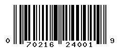 UPC barcode number 070216240019