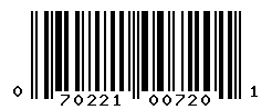 UPC barcode number 070221007201