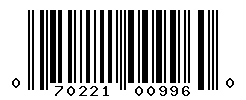 UPC barcode number 070221009960