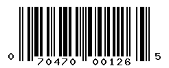 UPC barcode number 070470001265