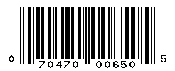 UPC barcode number 070470006505