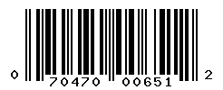 UPC barcode number 070470006512