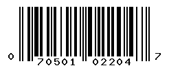 UPC barcode number 070501022047