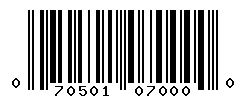 UPC barcode number 070501070000