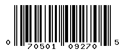 UPC barcode number 070501092705