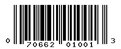 UPC barcode number 070662010013