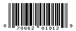 UPC barcode number 070662010129