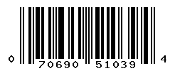 UPC barcode number 070690510394