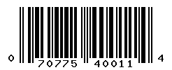 UPC barcode number 070775400114