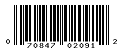 UPC barcode number 070847020912