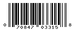UPC barcode number 070847033158