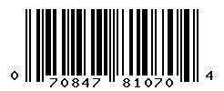 UPC barcode number 070847810704