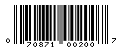 UPC barcode number 070871002007