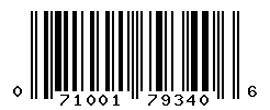 UPC barcode number 071001793406