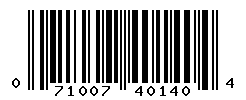 UPC barcode number 071007401404