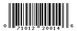 UPC barcode number 071012200146