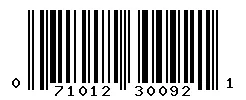 UPC barcode 071012300921