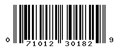 UPC barcode 071012301829