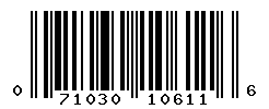 UPC barcode number 071030106116