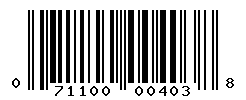 UPC barcode number 071100004038