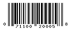 UPC barcode number 071100200058