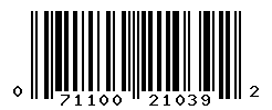 UPC barcode number 071100210392