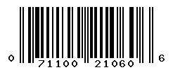 UPC barcode number 071100210606