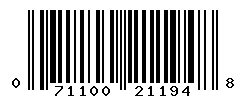 UPC barcode number 071100211948