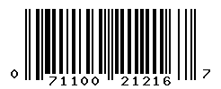 UPC barcode number 071100212167