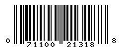 UPC barcode number 071100213188