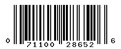 UPC barcode number 071100286526