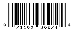 UPC barcode number 071100309744