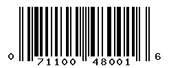 UPC barcode number 071100480016