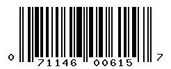 UPC barcode number 071146006157