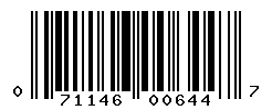 UPC barcode number 071146006447