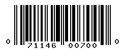 UPC barcode number 071146007000
