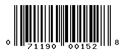 UPC barcode number 071190001528