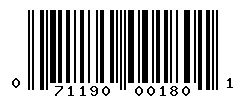 UPC barcode number 071190001801