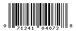 UPC barcode number 071241040728