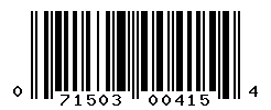 UPC barcode number 071503004154