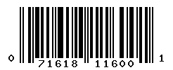 upc 071618116001 barcode image