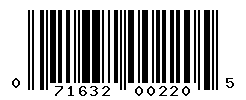 UPC barcode number 071632002205