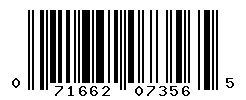 UPC barcode number 071662073565