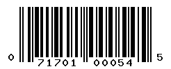 UPC barcode number 071701000545