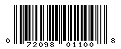 UPC barcode number 072098011008