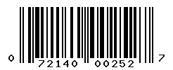 UPC barcode number 072140002527