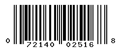 UPC 072140025168 barcode image