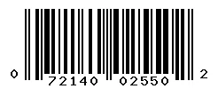UPC 072140025502 barcode image
