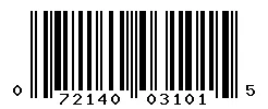 UPC 072140031015 barcode image
