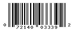 UPC barcode number 072140033392